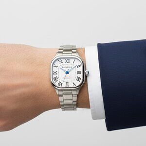 FX07306B NWT Authentic Thomas Earnshaw Coussin Silver-tone Dial Men's Watch